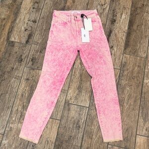 Pink Acid Wash Women Jeans